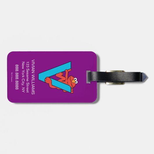 Elmo Alphabet | V Blau Gepäckanhänger (Rückseite horizontal)