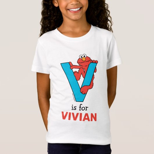Elmo Alphabet | V Blau T-Shirt (Vorderseite)