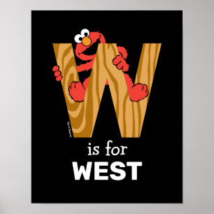 Elmo Alphabet W Wood Poster