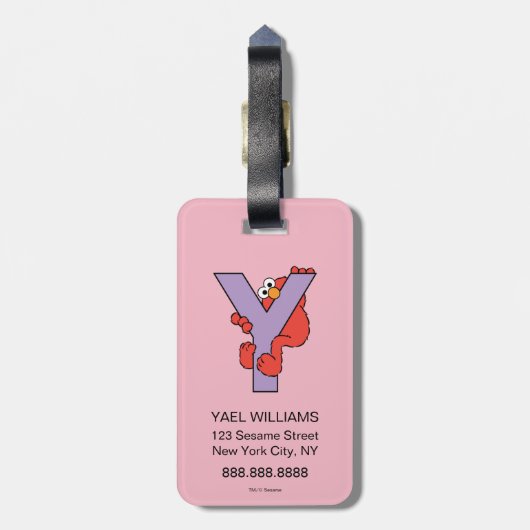 Elmo Alphabet | Y Lila Gepäckanhänger (Rückseite vertikal)