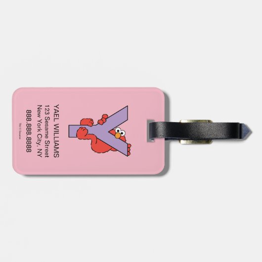 Elmo Alphabet | Y Lila Gepäckanhänger (Rückseite horizontal)