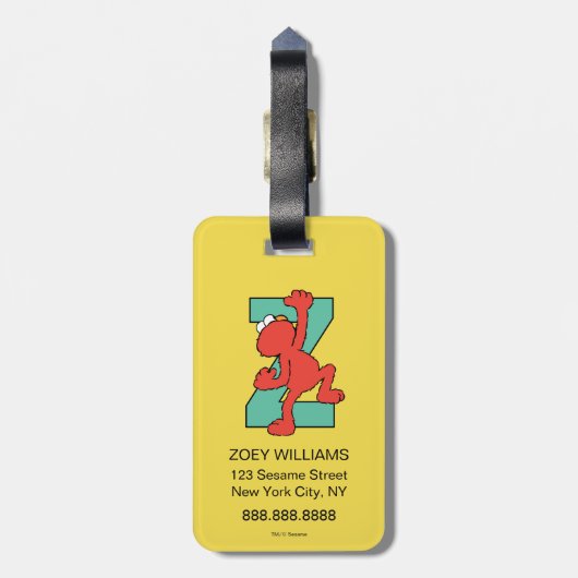 Elmo Alphabet | Z Aquamarin Gepäckanhänger (Rückseite vertikal)