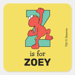 Elmo Alphabet   Z Teal remains the same as it's a  Quadratischer Aufkleber