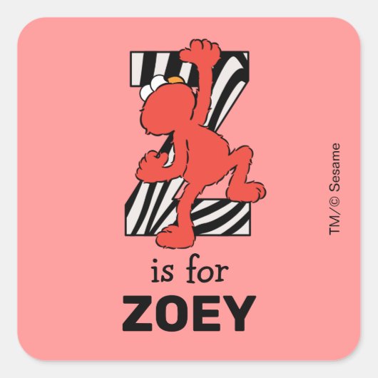 Elmo Alphabet | Z Zebra Quadratischer Aufkleber (Vorderseite)