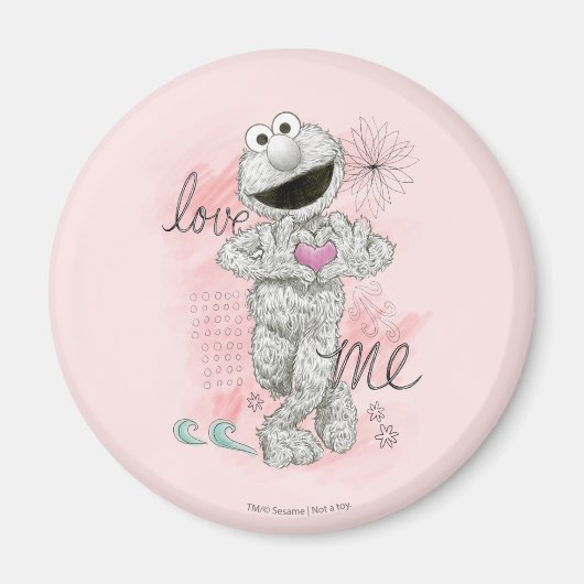 Elmo B&W Sketch Zeichnend Magnet (Vorne)