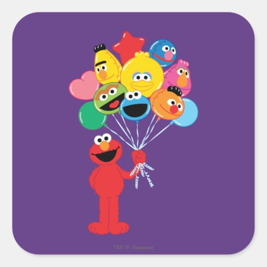 Elmo Ballons Quadratischer Aufkleber (Vorderseite)