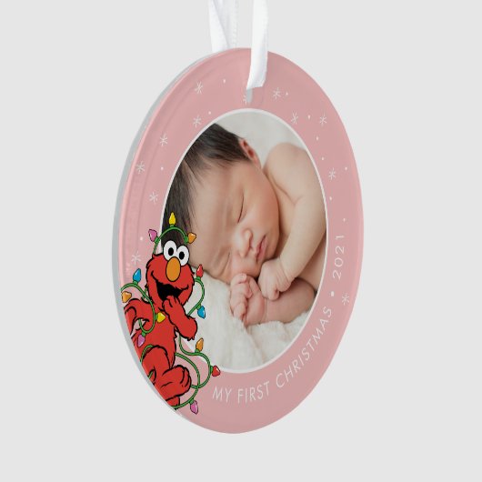 Elmo Christmas Lights | Personalisierter Name und Ornament (Vorderseite)