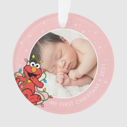 Elmo Christmas Lights | Personalisierter Name und Ornament (Vorderseite)