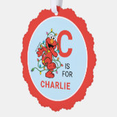 Elmo Christmas | Personalisierter Name und Foto Ornament Karte (Links)