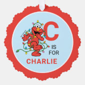 Elmo Christmas | Personalisierter Name und Foto Ornament Karte (Vorderseite)