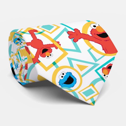 Elmo & Cookie Monster Fun Formen Muster Krawatte (Gerollt)