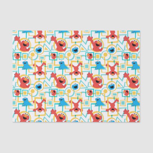 Elmo & Cookie Monster Fun Formen Muster Seidenpapier (Vorderseite)