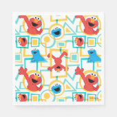 Elmo & Cookie Monster Fun Formen Muster Serviette (Vorderseite)