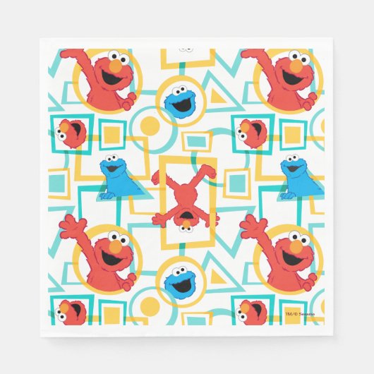 Elmo & Cookie Monster Fun Formen Muster Serviette (Vorderseite)