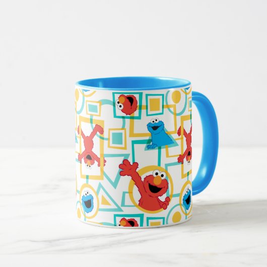 Elmo & Cookie Monster Fun Formen Muster Tasse (VorderseiteRechts)