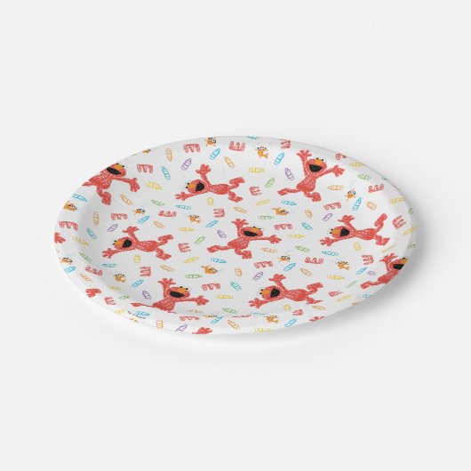 Elmo Crayon Pattern Pappteller (Schrägansicht)