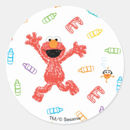 Elmo Crayon Pattern Runder Aufkleber