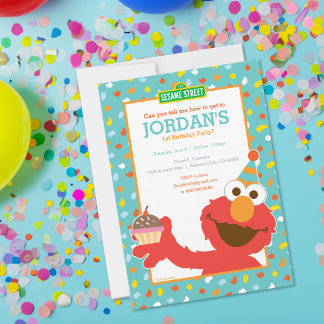 Elmo - Cupcake & Confetti Einladung zum 1. Geburts