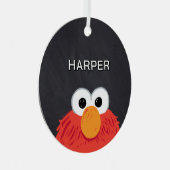 Elmo Face Chalkboard | Customized Name & Photo Ornament Aus Metall (Vorderseite Rechts)