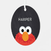 Elmo Face Chalkboard | Customized Name & Photo Ornament Aus Metall (Vorderseite links)
