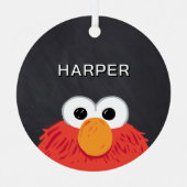 Elmo Face Chalkboard | Customized Name & Photo Ornament Aus Metall (Vorderseite)
