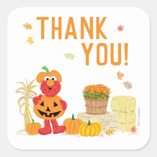 Elmo Fall Birthday in der Sesamstraße Quadratischer Aufkleber (Vorderseite)