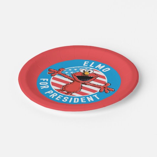 Elmo für den Präsidenten - Flagge Pappteller (Schrägansicht)