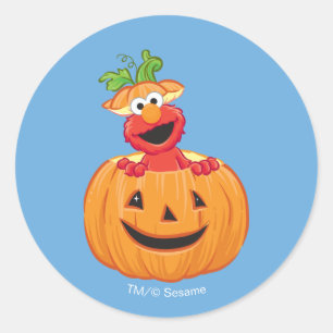 Elmo   Halloween-Kürbis Runder Aufkleber