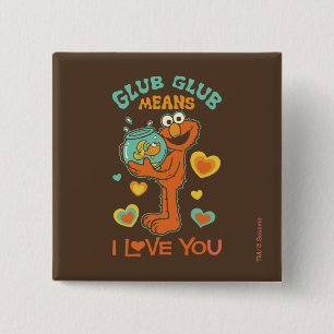 Elmo hält seinen Goldfisch Button