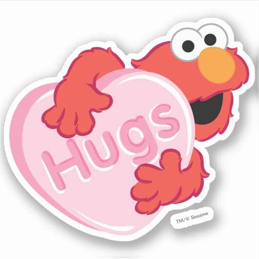Elmo "Hugs" Valentine Heart Candy Aufkleber (Vorderseite)