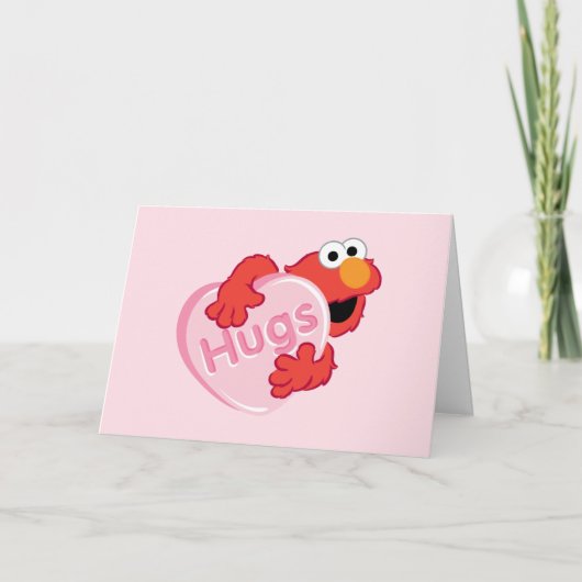 Elmo "Hugs" Valentine Heart Candy Feiertagskarte (Vorderseite)