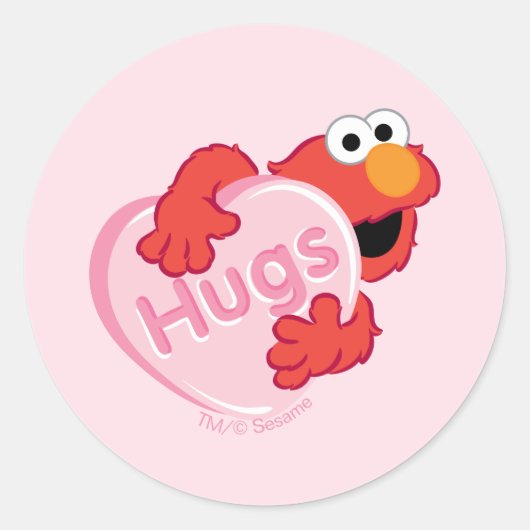 Elmo "Hugs" Valentine Heart Candy Runder Aufkleber (Vorderseite)