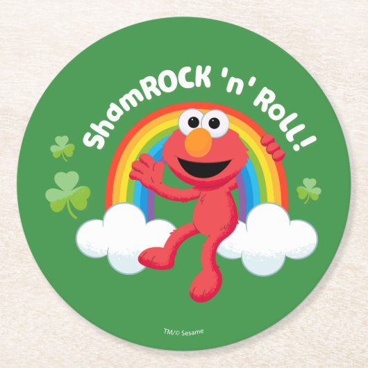 Elmo | Kleeblatt 'n' Roll Rainbow Runder Pappuntersetzer (Vorderseite)