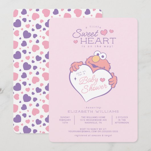 Elmo - Kleine Sweetheart Babydusche Einladung (Vorne/Hinten)