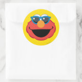 Elmo Lächeln Gesicht mit Sonnenbrille Runder Aufkleber (Tasche)
