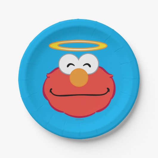 Elmo lächelnd Gesicht mit Halo Pappteller (Vorderseite)