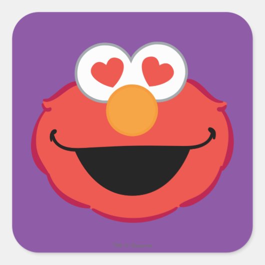 Elmo Lächelndes Gesicht mit herzförmigen Augen Quadratischer Aufkleber (Vorderseite)