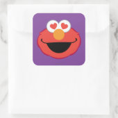 Elmo Lächelndes Gesicht mit herzförmigen Augen Quadratischer Aufkleber (Tasche)