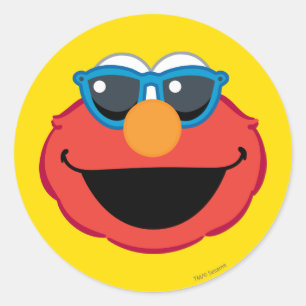 Elmo Lächelndes Gesicht mit Sonnenbrille Runder Aufkleber