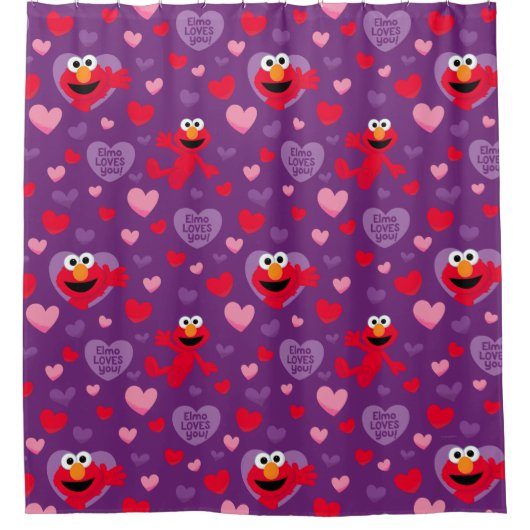 Elmo Lieben You Valentine's Day Pattern Duschvorhang (Vorderseite)