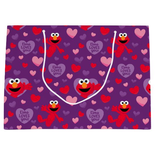 Elmo Lieben You Valentine's Day Pattern Große Geschenktüte (Vorderseite)