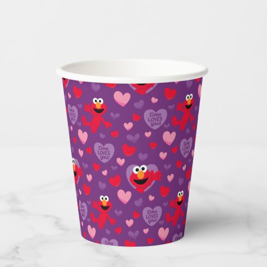 Elmo Lieben You Valentine's Day Pattern Pappbecher (Vorderseite)