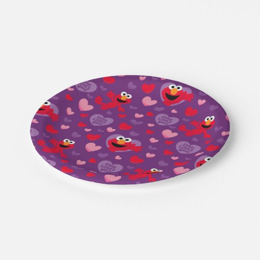 Elmo Lieben You Valentine's Day Pattern Pappteller (Schrägansicht)