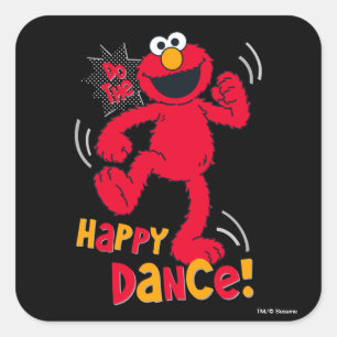 Elmo   Mach den Happy Dance Quadratischer Aufkleber