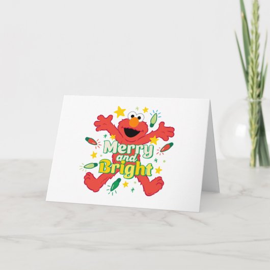 Elmo | Merry und Bright Feiertagskarte (Vorderseite)