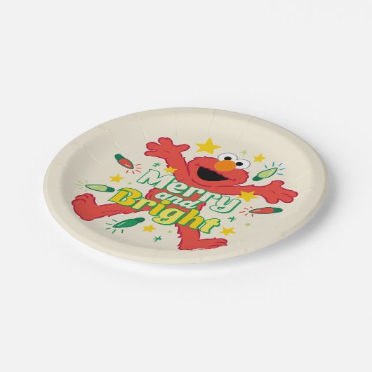 Elmo | Merry und Bright Pappteller (Schrägansicht)