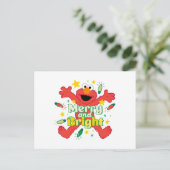 Elmo | Merry und Bright Postkarte (Stehend Vorderseite)