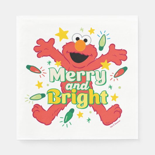Elmo | Merry und Bright Serviette (Vorderseite)