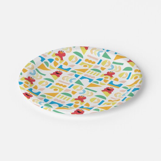 Elmo Minimalistisch Pattern Pappteller (Schrägansicht)