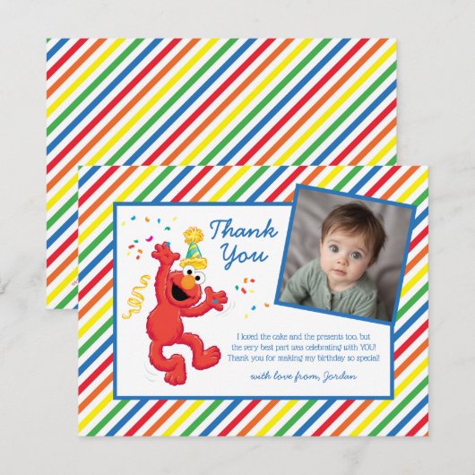 Elmo Neutral Birthday Dankeskarte (Vorne/Hinten)